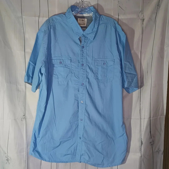 PD&C men's 100% cotton casual button-down shirt - Picture 1 of 13